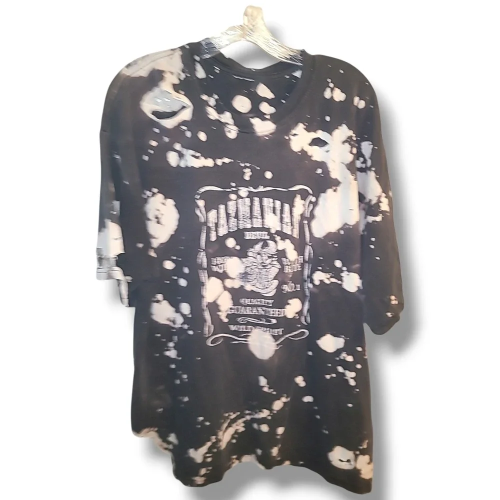 Tasmanian Devil Graphic T Shirt Black Distressed Bleached Men's 2XL Y2K
